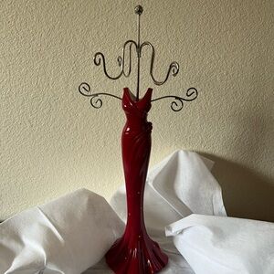 Red Dress Jewelry Stand - Elegant Gown Display 14” tall